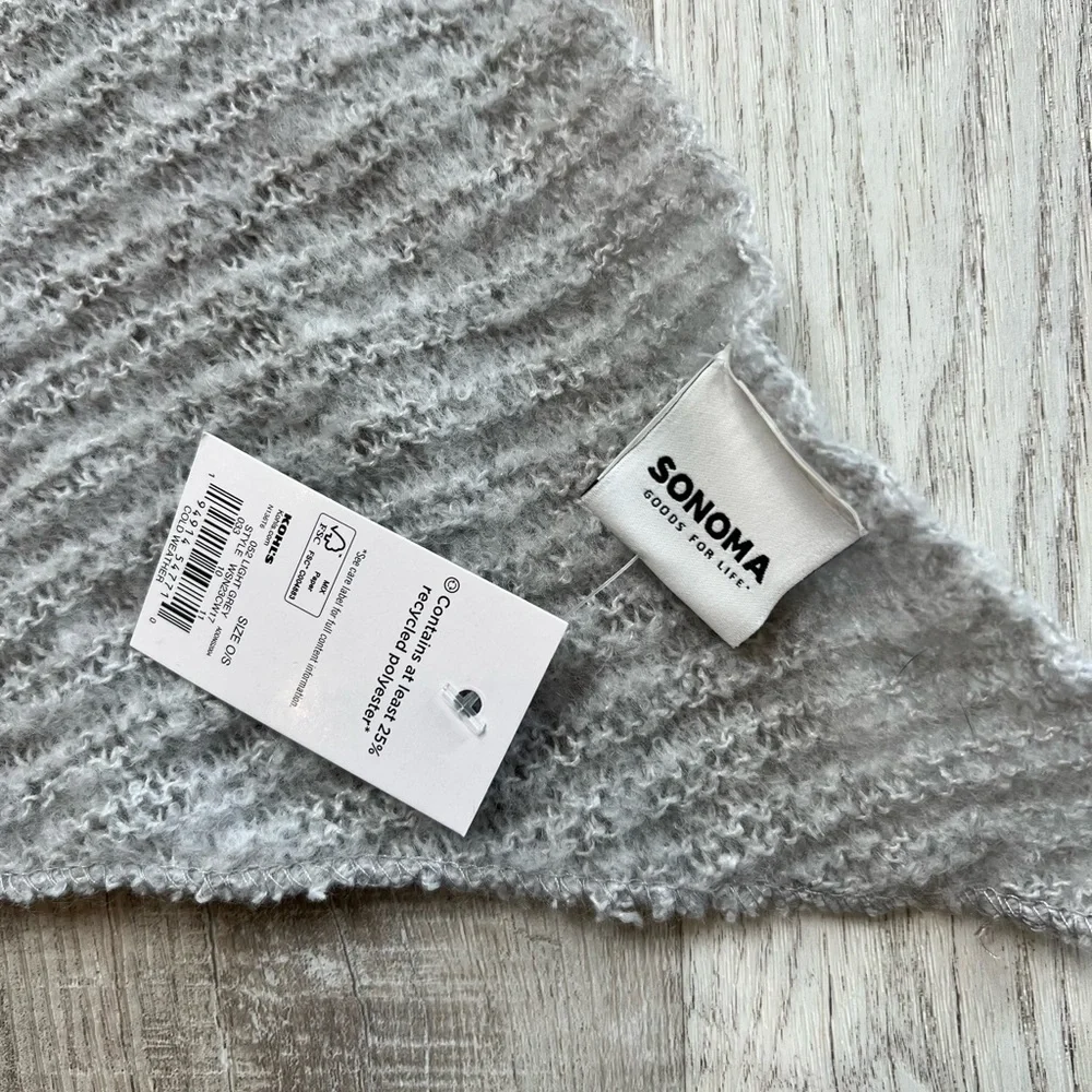Gray Asymmetrical Thin Knit Scarf Gray NWT